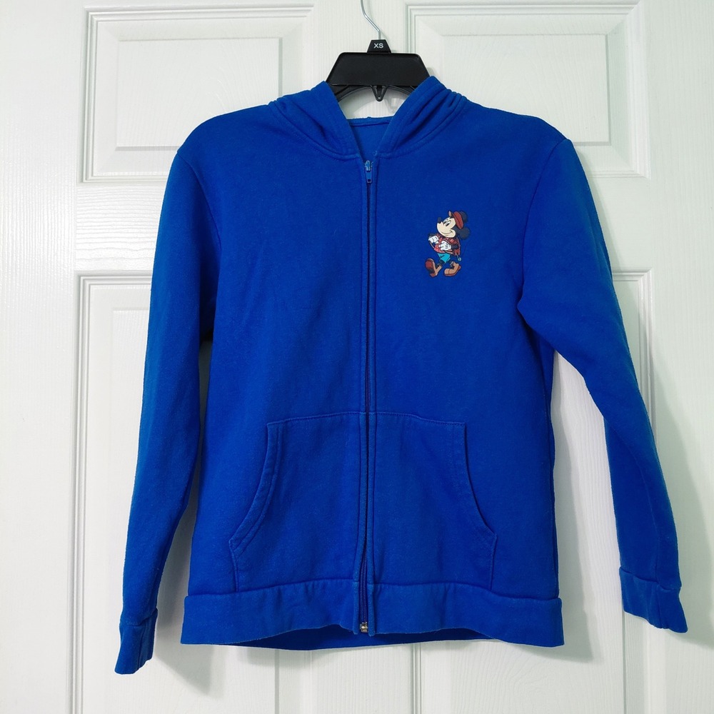Disney Mickey Mouse Pluto Canada Best Day Ever Youth Zip Hoodie Blue Large